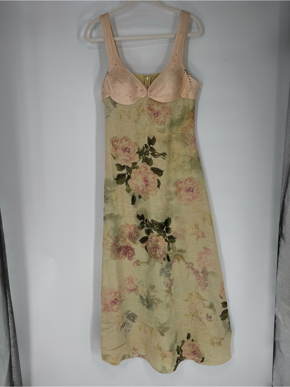 Geisha Designs Vintage Inspired Floral Sweetheart Embroidered Slip Maxi Gown S
